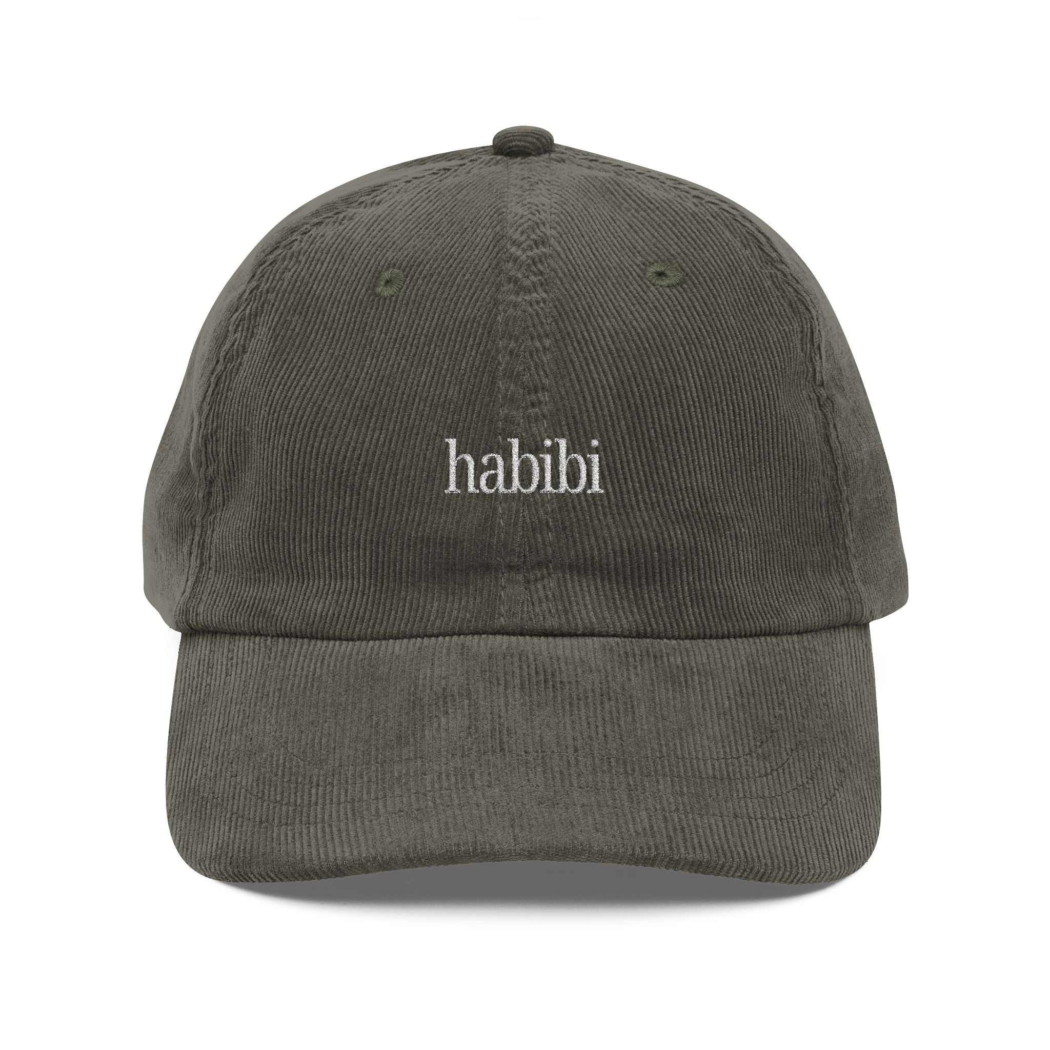 Habibi Embroidered Corduroy Cap — Vintage Rust Baseball Hat
