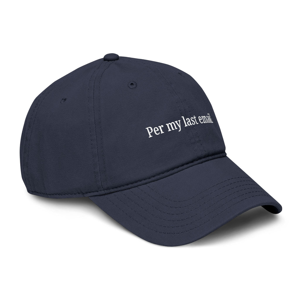 Per my last email |  embroidered baseball cap | minimalist script, washed cotton