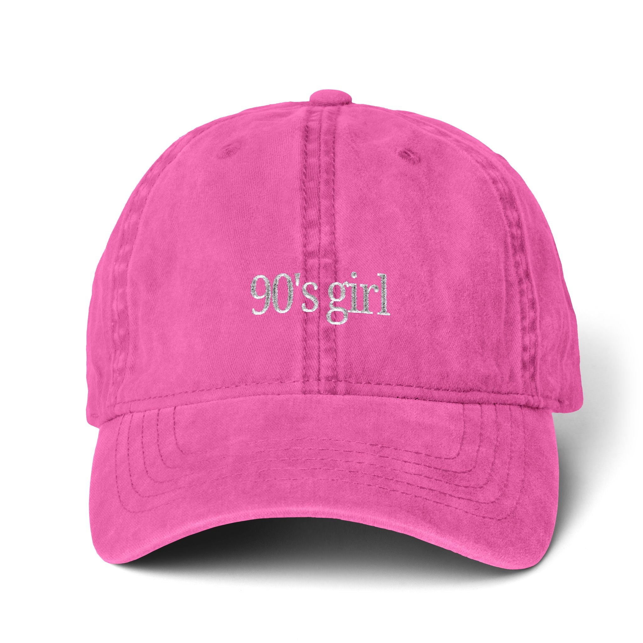 90’s Girl Embroidered Cap – Vintage Washed Dad Hat, Minimalist Retro Women’s Baseball Hat