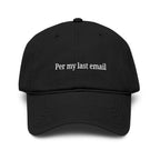 Per my last email |  embroidered baseball cap | minimalist script, washed cotton