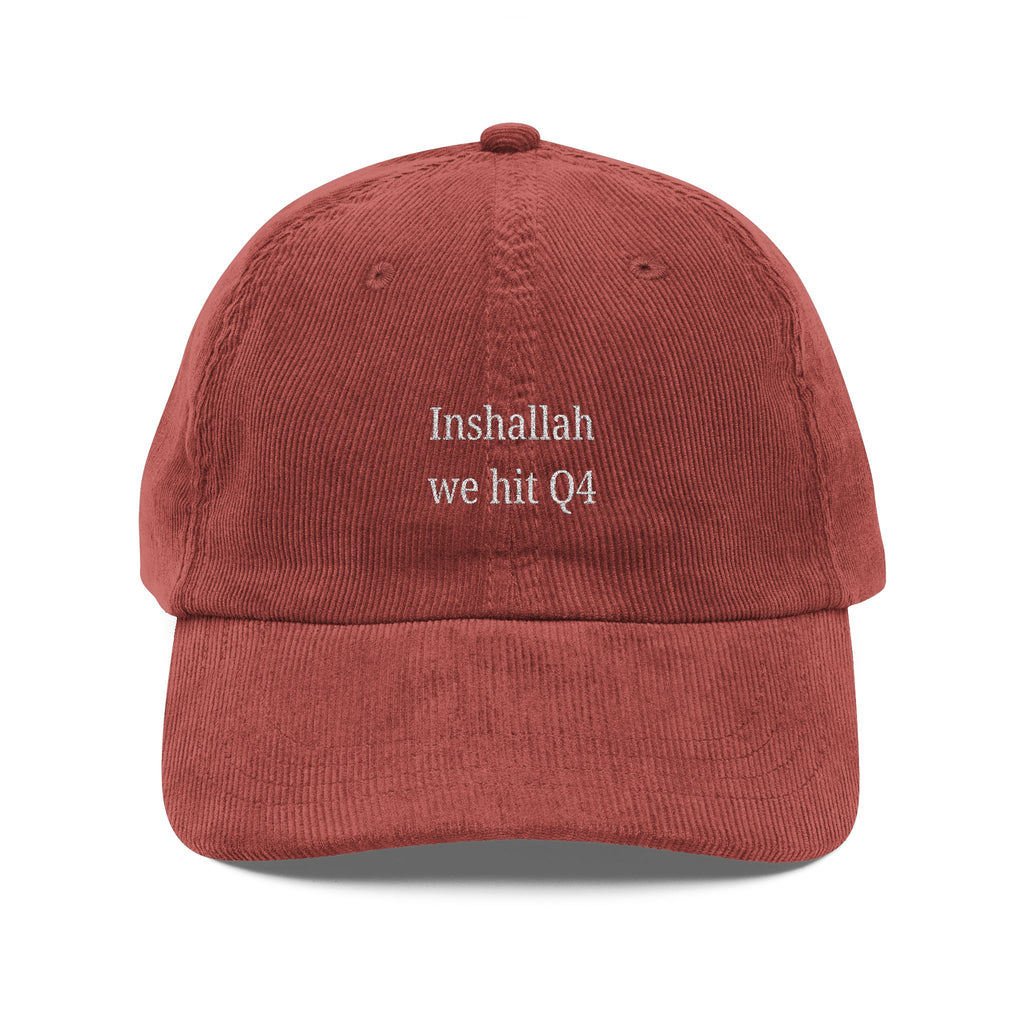 Inshallah We Hit Q4 Embroidered Corduroy Cap