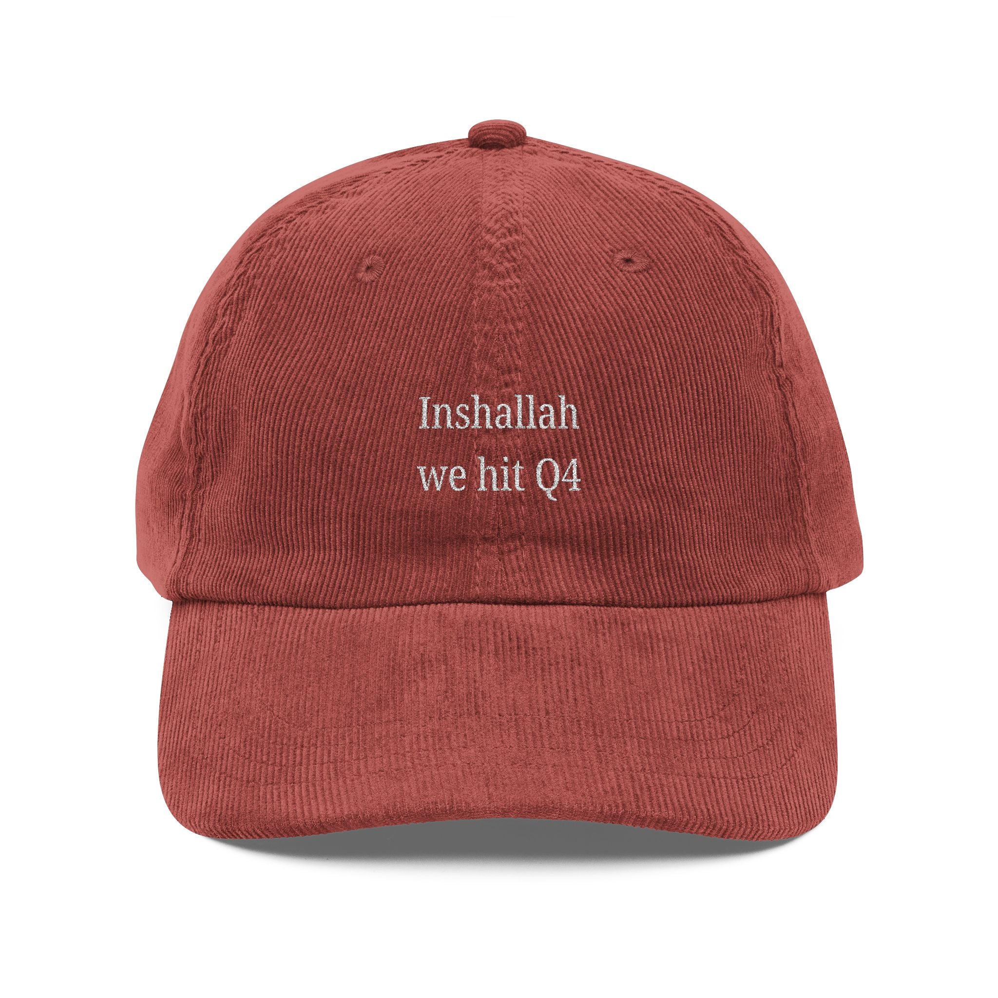 Inshallah We Hit Q4 Embroidered Corduroy Cap