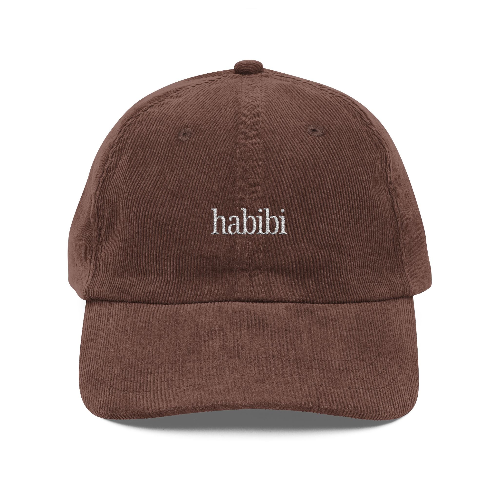Habibi Embroidered Corduroy Cap — Vintage Rust Baseball Hat