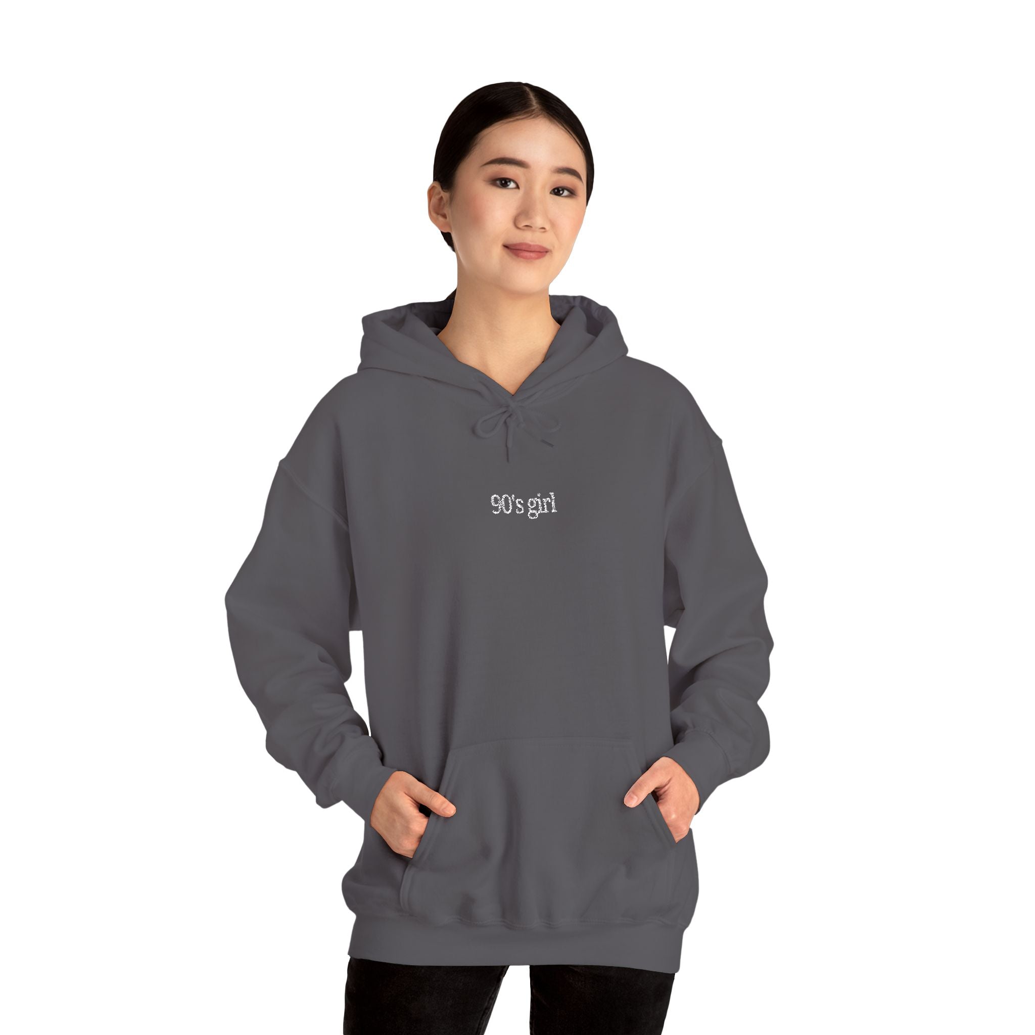 90’s Girl Embroidered Hoodie – Minimalist Vintage Sweatshirt, Retro Aesthetic Women’s Pullover