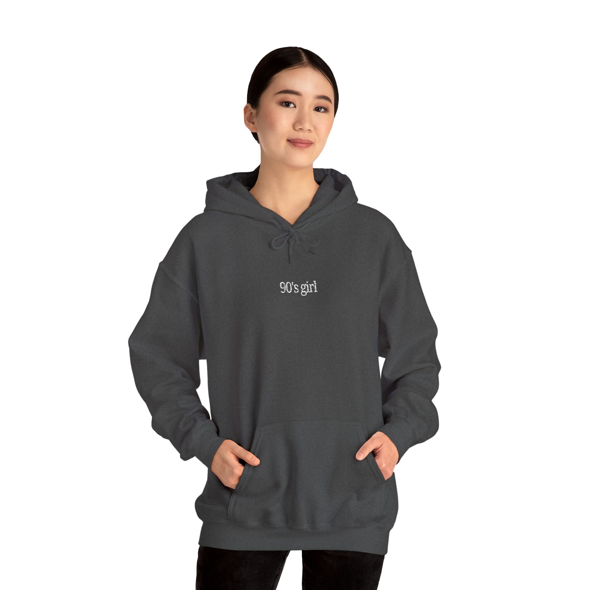 90’s Girl Embroidered Hoodie – Minimalist Vintage Sweatshirt, Retro Aesthetic Women’s Pullover