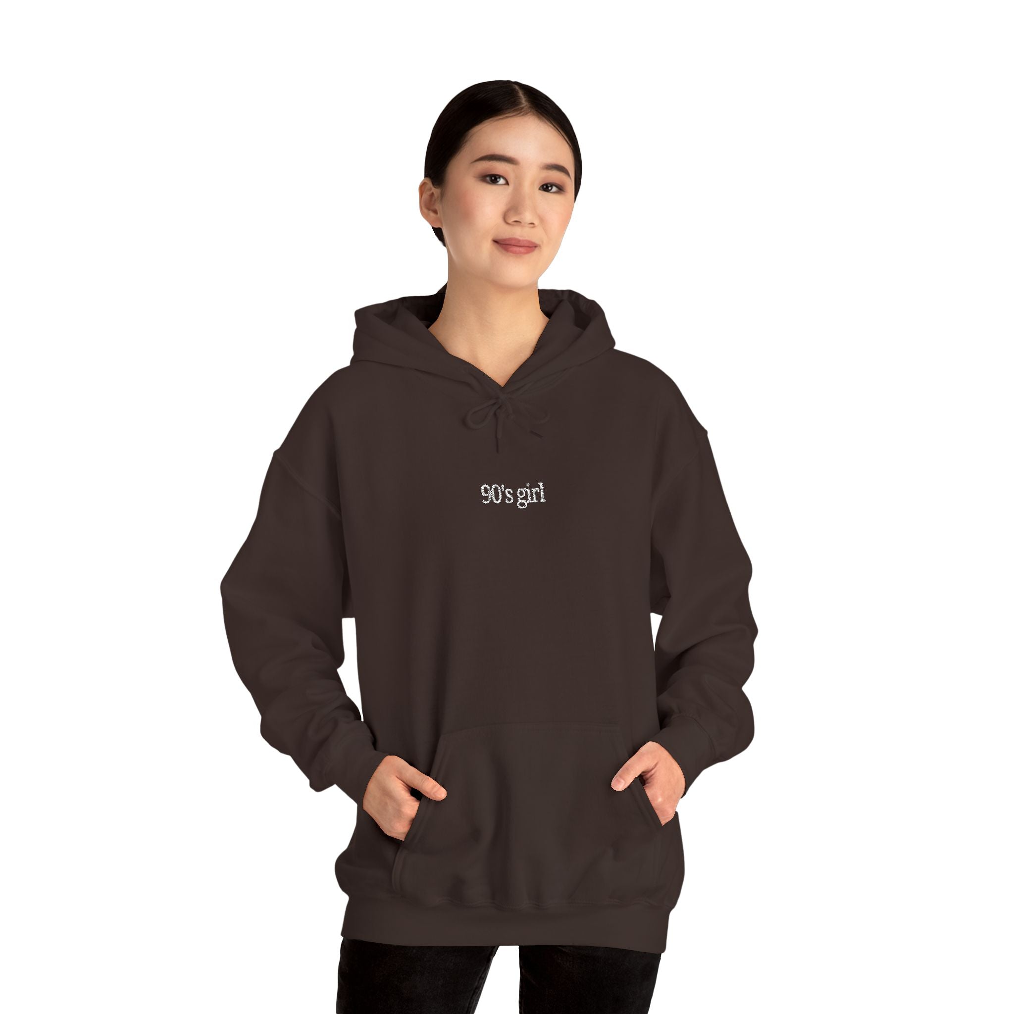 90’s Girl Embroidered Hoodie – Minimalist Vintage Sweatshirt, Retro Aesthetic Women’s Pullover
