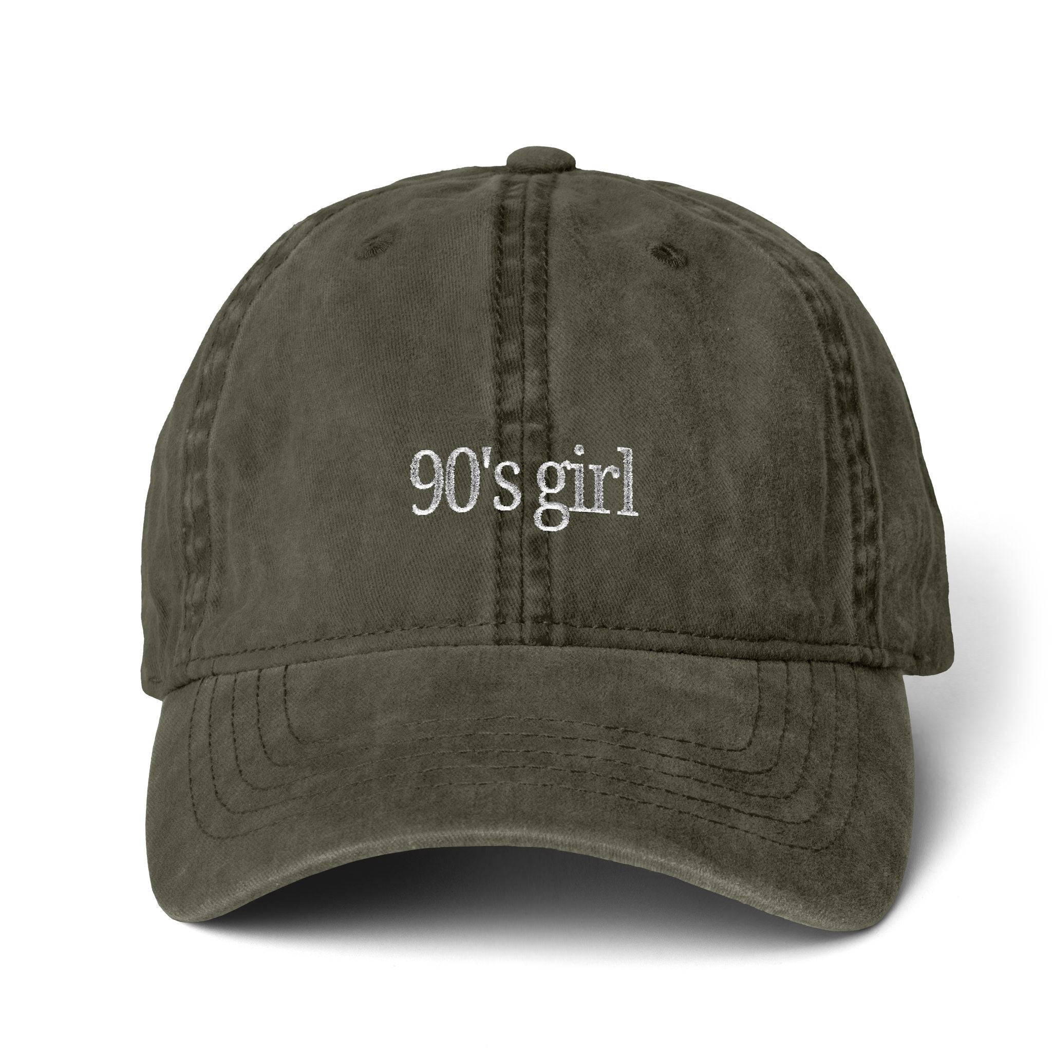 90’s Girl Embroidered Cap – Vintage Washed Dad Hat, Minimalist Retro Women’s Baseball Hat