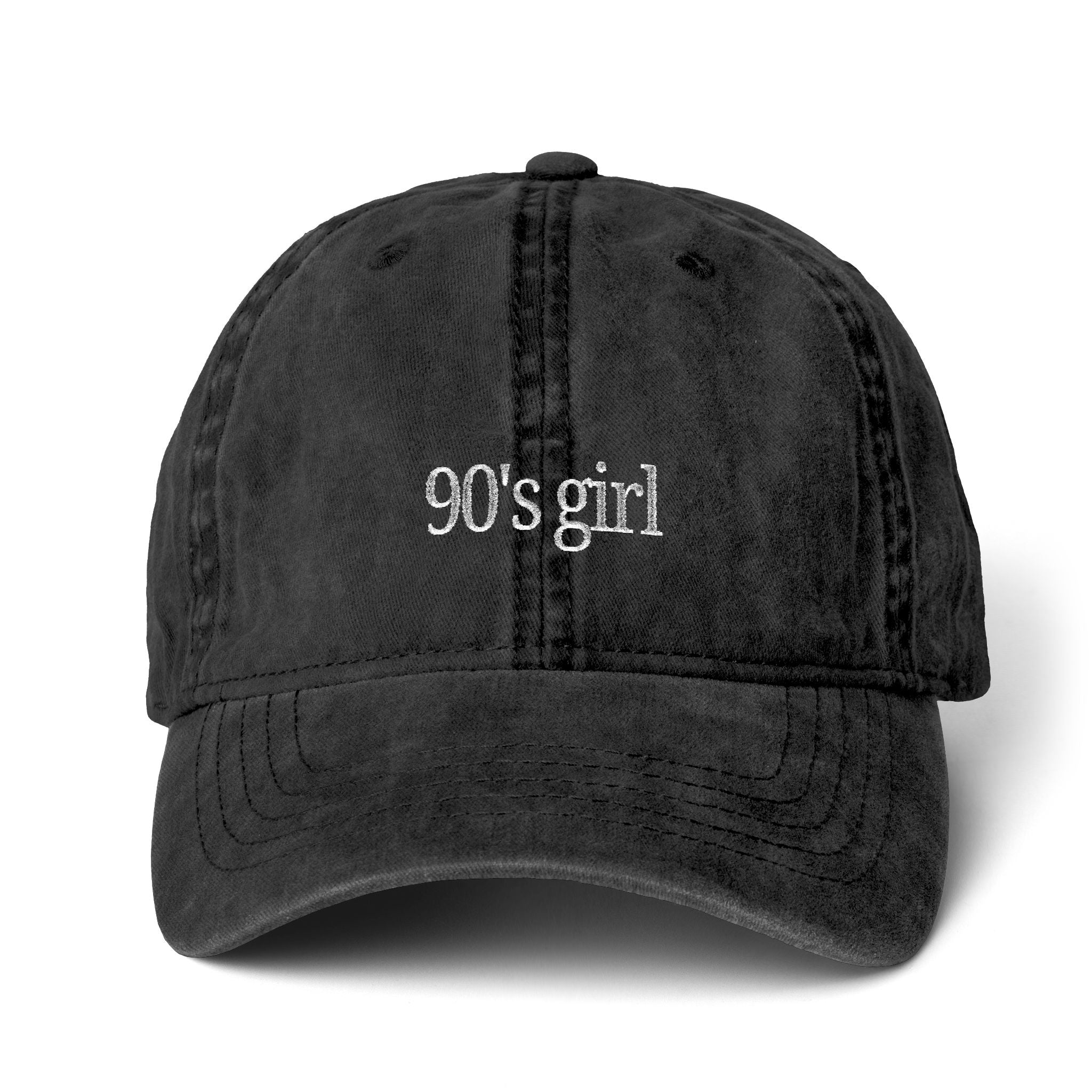 90’s Girl Embroidered Cap – Vintage Washed Dad Hat, Minimalist Retro Women’s Baseball Hat