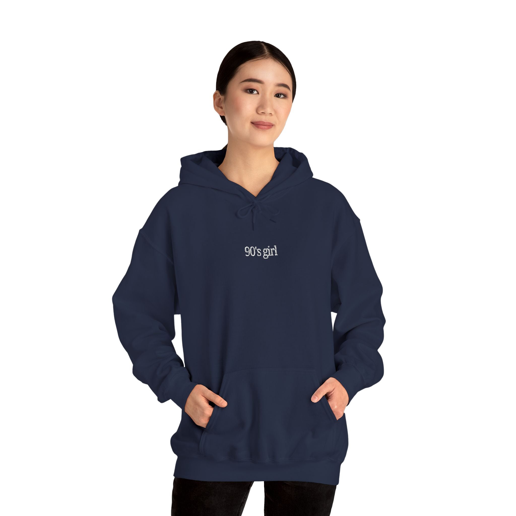 90’s Girl Embroidered Hoodie – Minimalist Vintage Sweatshirt, Retro Aesthetic Women’s Pullover
