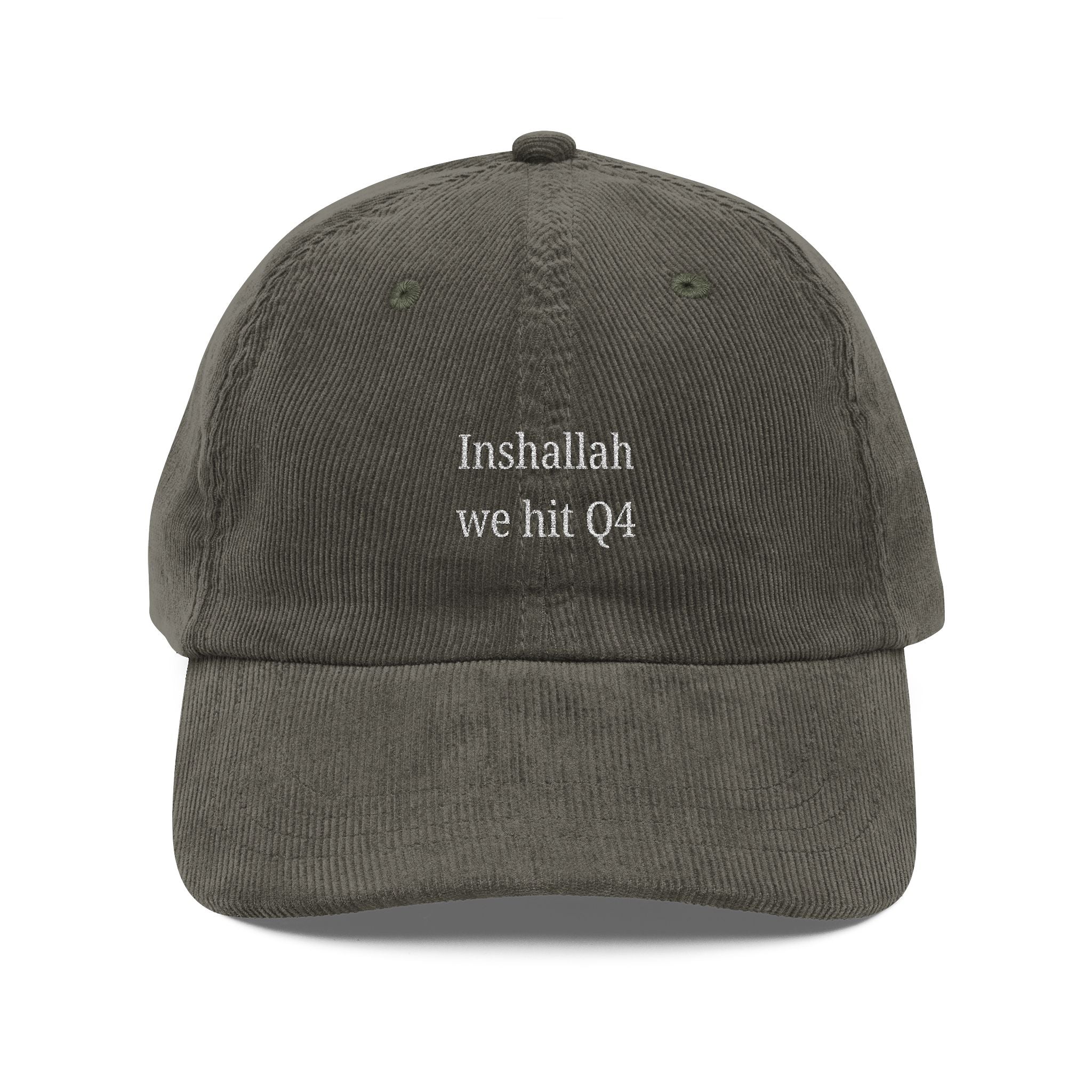 Inshallah We Hit Q4 Embroidered Corduroy Cap