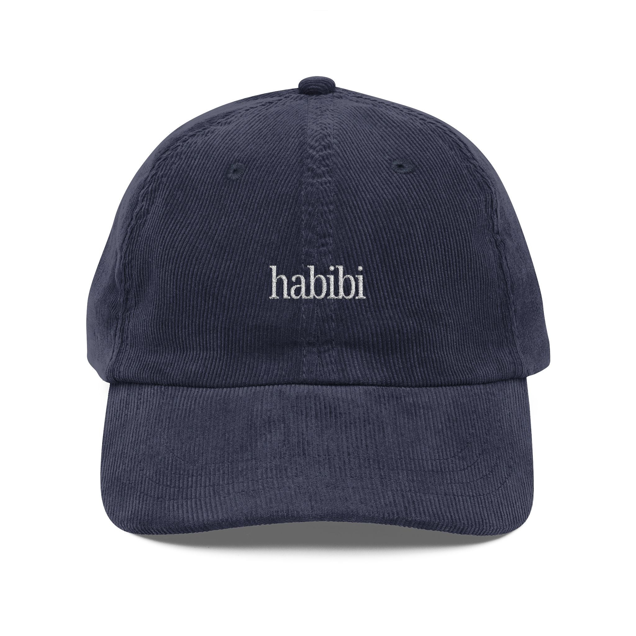 Habibi Embroidered Corduroy Cap — Vintage Rust Baseball Hat