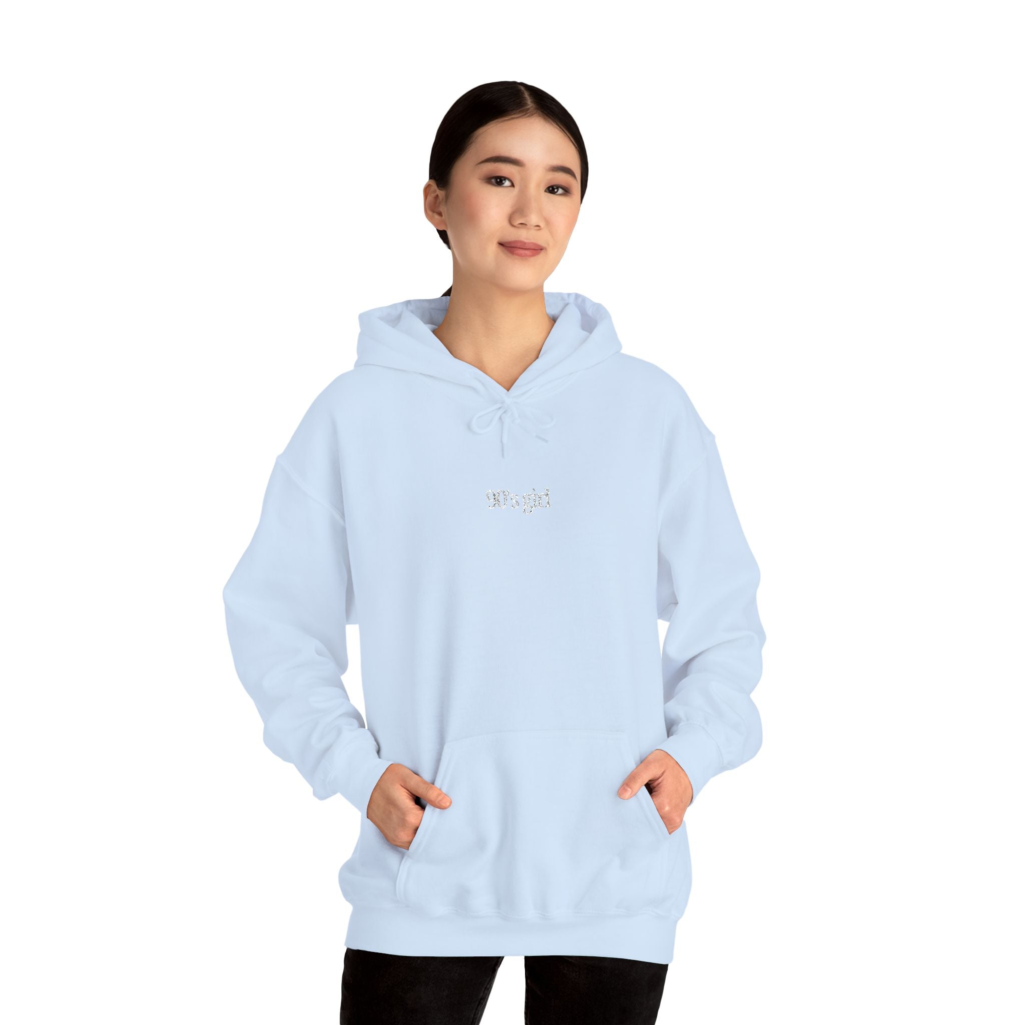 90’s Girl Embroidered Hoodie – Minimalist Vintage Sweatshirt, Retro Aesthetic Women’s Pullover