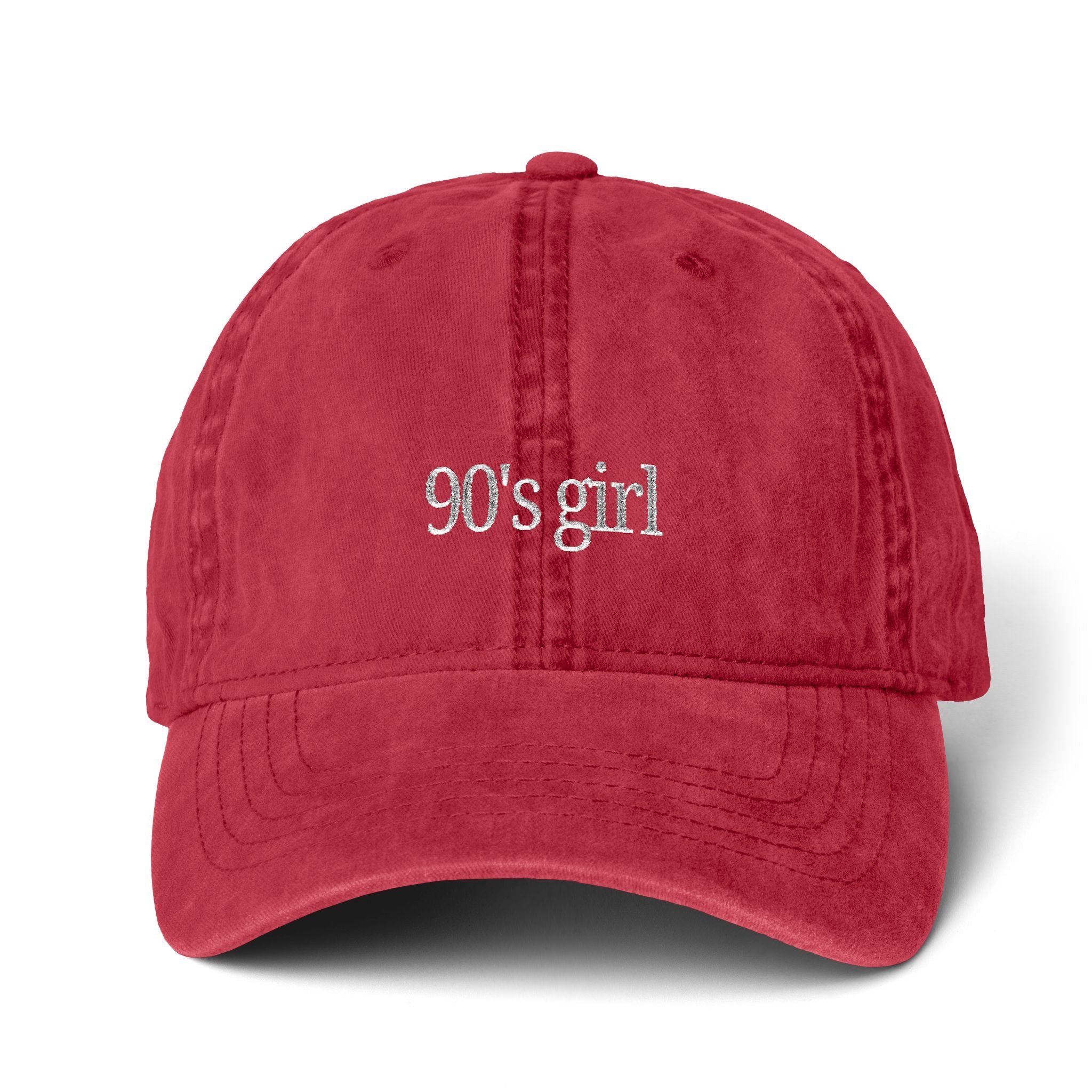 90’s Girl Embroidered Cap – Vintage Washed Dad Hat, Minimalist Retro Women’s Baseball Hat