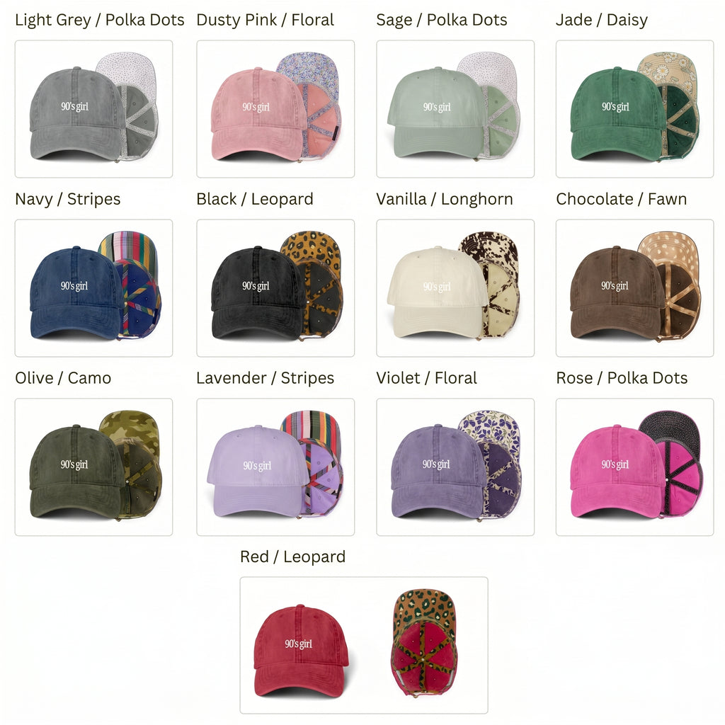 90’s Girl Embroidered Cap – Vintage Washed Dad Hat, Minimalist Retro Women’s Baseball Hat