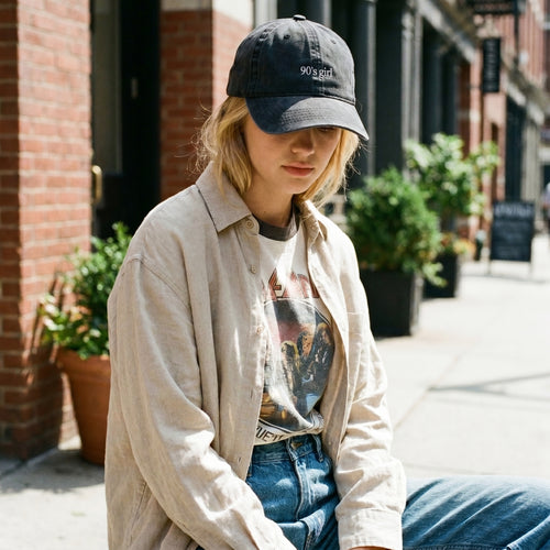 90’s Girl Embroidered Cap – Vintage Washed Dad Hat, Minimalist Retro Women’s Baseball Hat