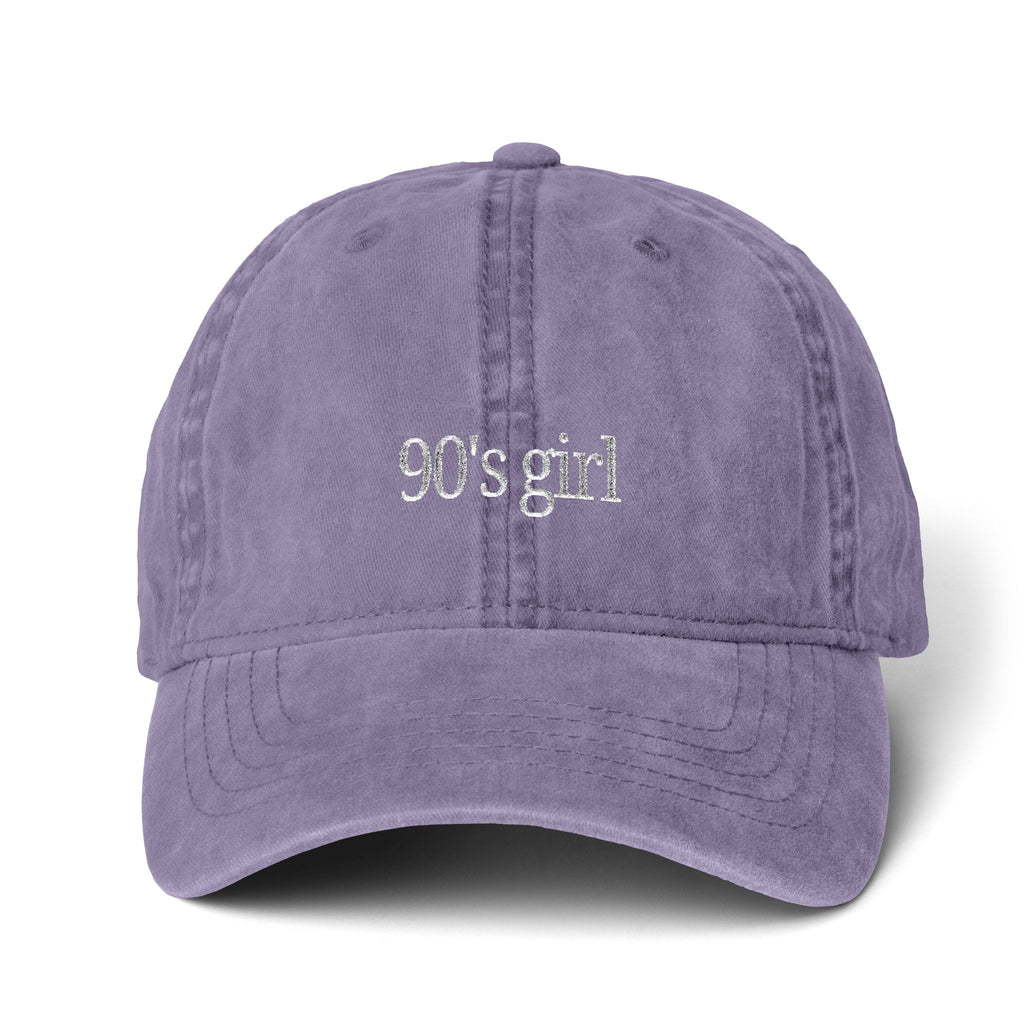 90’s Girl Embroidered Cap – Vintage Washed Dad Hat, Minimalist Retro Women’s Baseball Hat