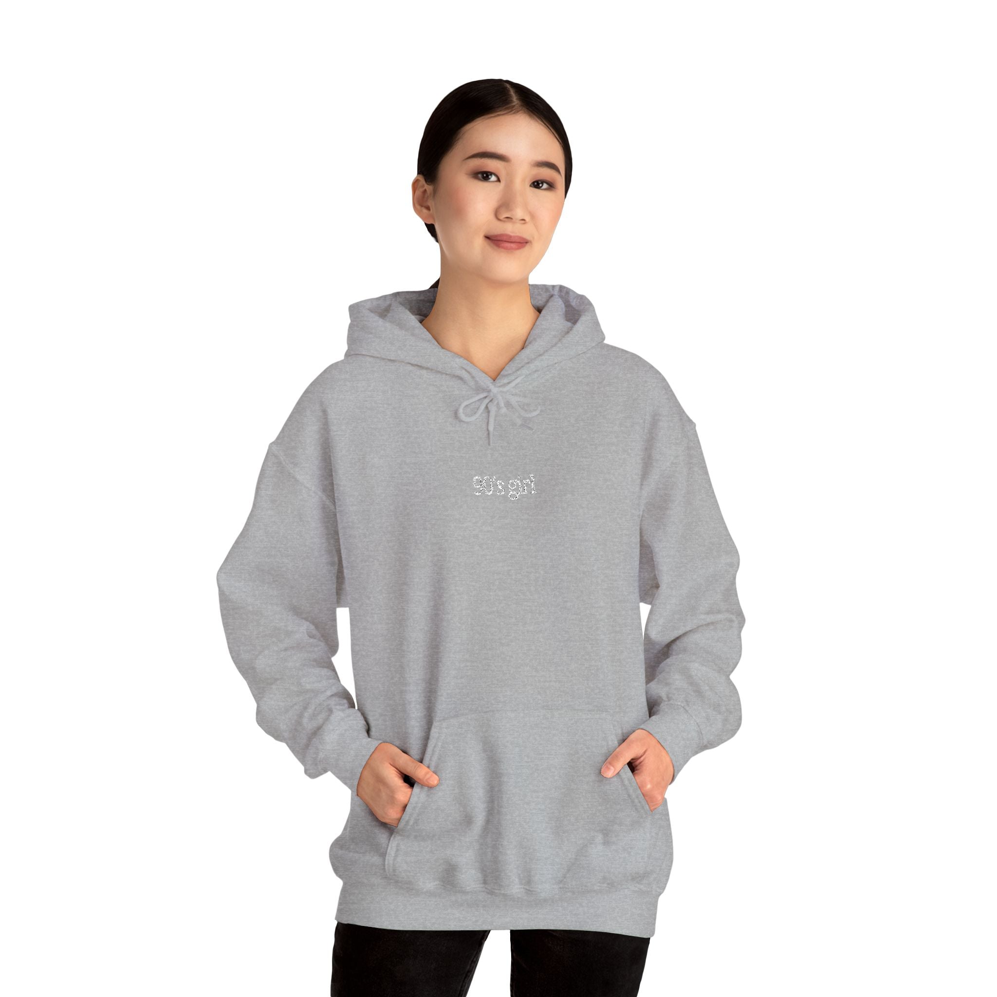 90’s Girl Embroidered Hoodie – Minimalist Vintage Sweatshirt, Retro Aesthetic Women’s Pullover