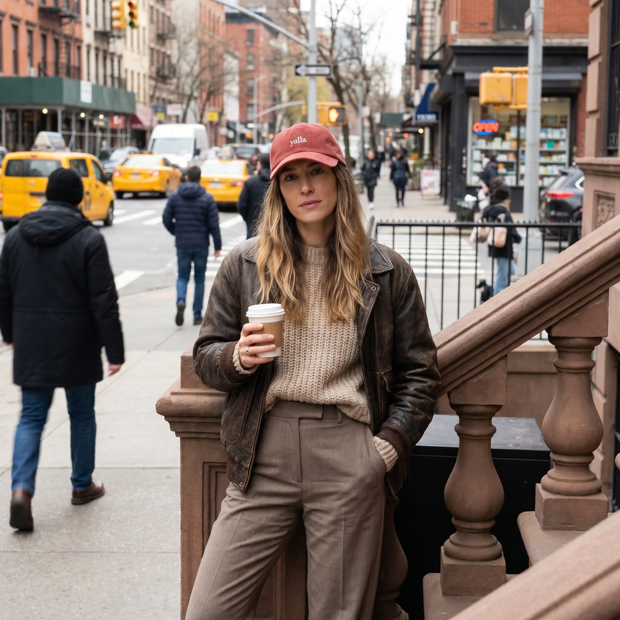 Yalla Embroidered Corduroy Baseball Cap — Vintage Rust Hat