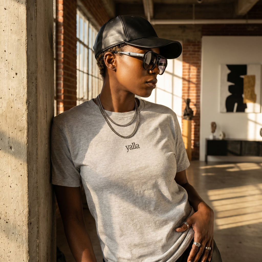Yalla Minimalist Tee — Small Script Graphic Cotton T-Shirt
