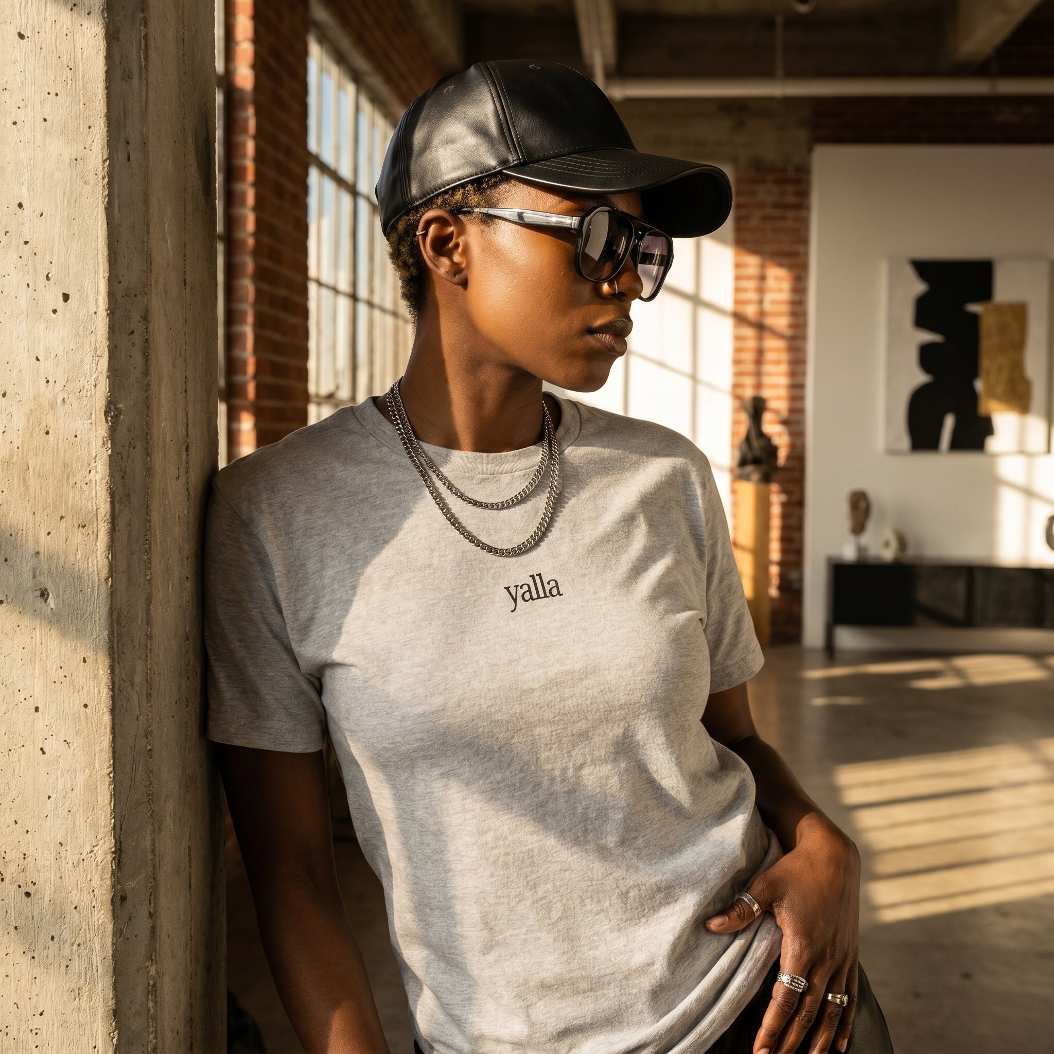 Yalla Minimalist Tee — Small Script Graphic Cotton T-Shirt