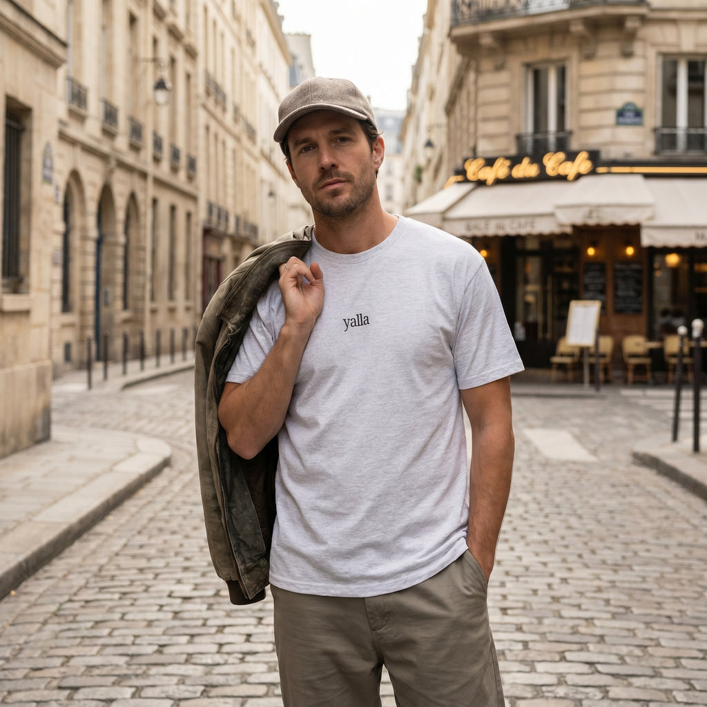 Yalla Minimalist Tee — Small Script Graphic Cotton T-Shirt